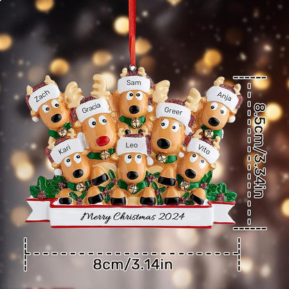 Personalized Christmas Ornaments 2025, Custom Reindeer Family Ornaments for Trees with Names
