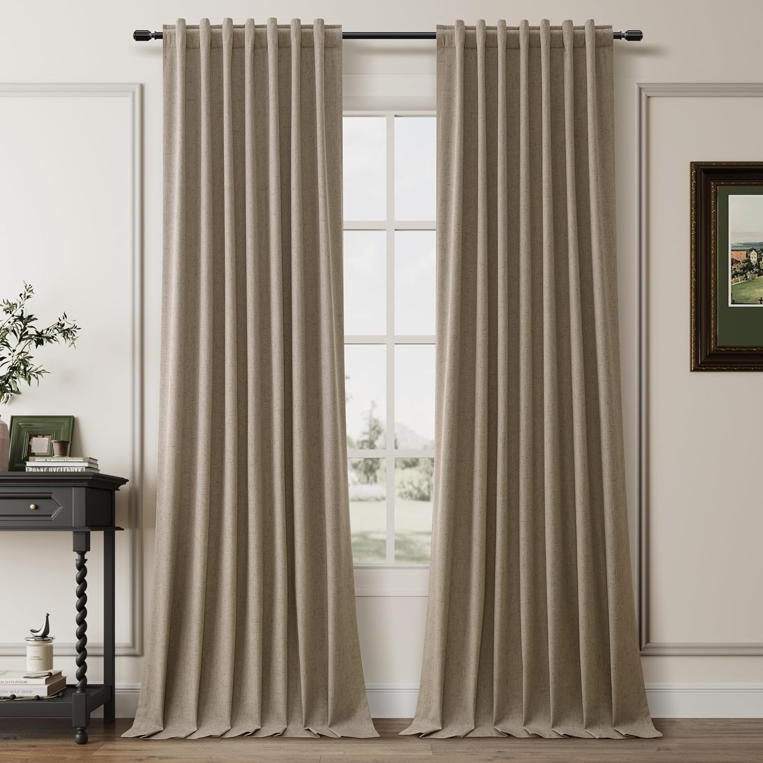 BOODII Room Darkening Curtains Matcha Brown Black Out Curtains 96 Inches Long 2 Panel Set Back Tab