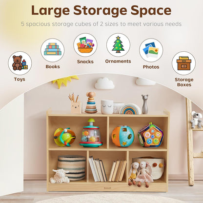 Toy Storage Organizer for Kids Room, Wooden Kids Bookshelf for Classroom, Cube Storage Organizer