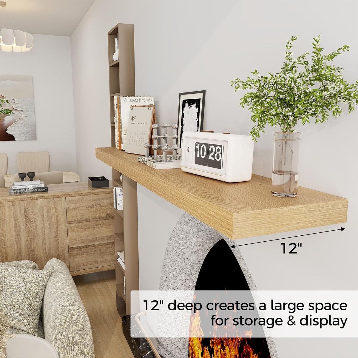 Fun Memories 55 Inch Floating Shelves, 12 Inch Deep Floating Shelf for Wall, 55 x 12 Large Floating