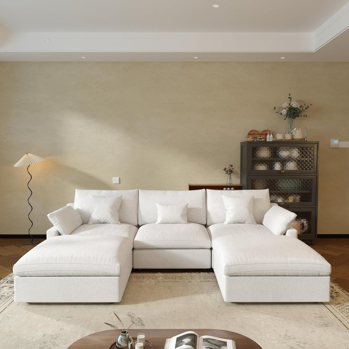 JACH U Shaped Sectional Couches, Cloud Sectional Couch with Deep Seat, 119" Down Filled Modular