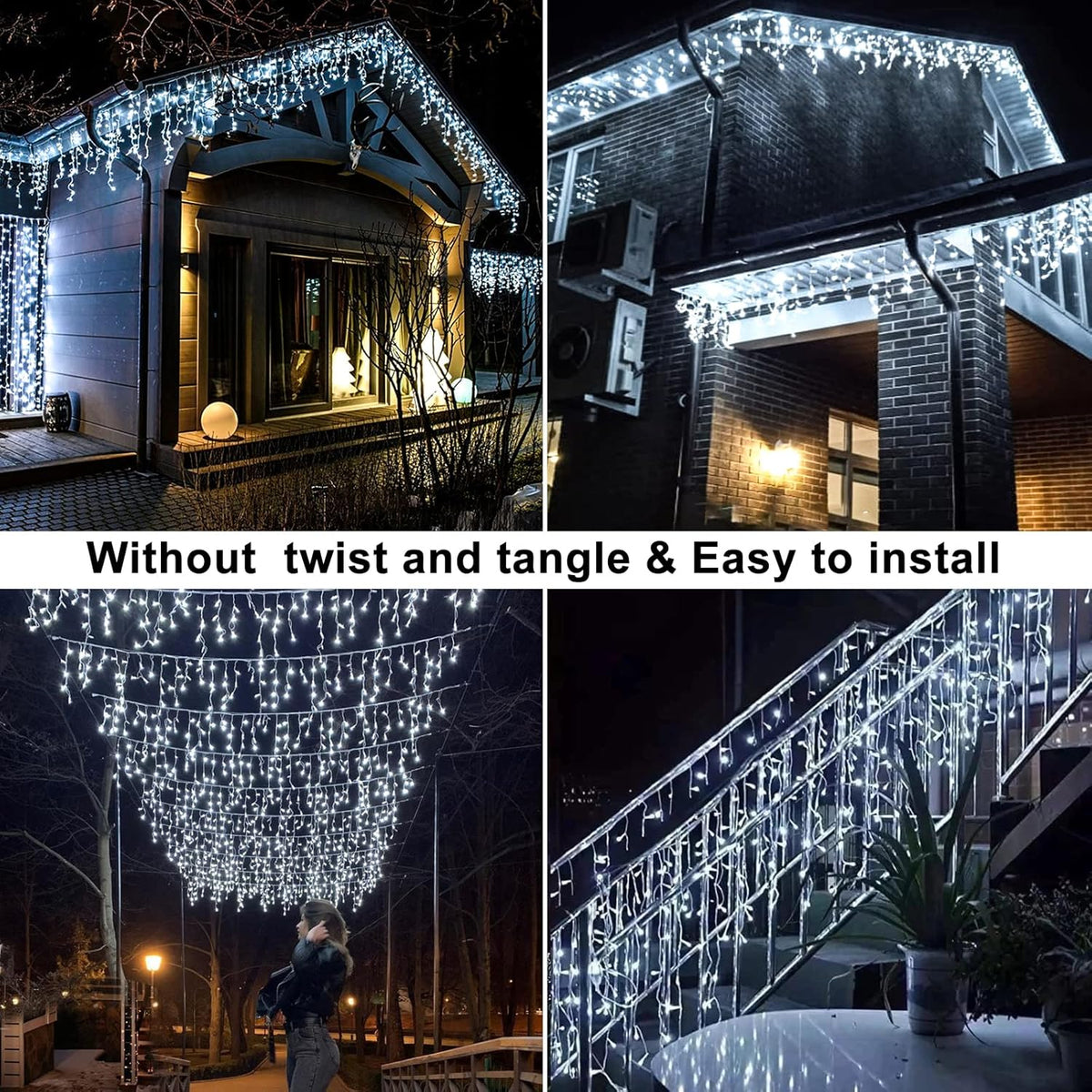 99ft 1216 LED Icicle Christmas Lights Outdoor - 8 Modes Icicle Lights with 228 Drops, Waterproof