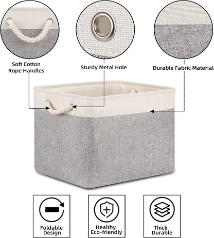 Bidtakay Storage Baskets for Organizing Large Storage Bins for Shelves 2 Pack 16x12 in Fabric