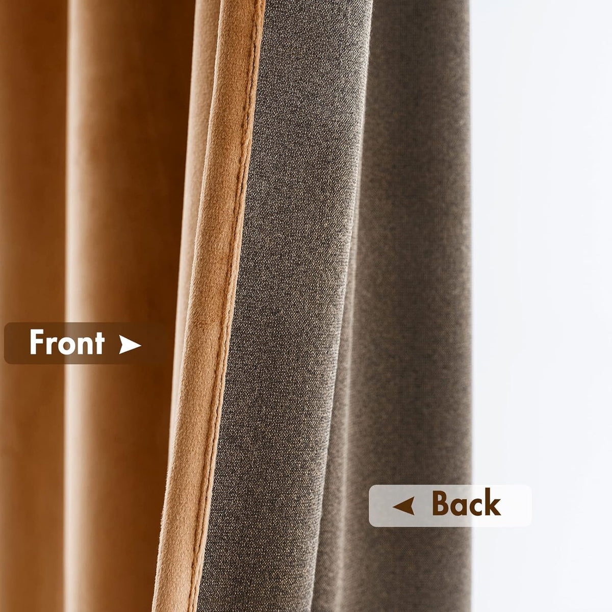 MIULEE Gold Brown Velvet Curtains Thermal Insulated Blackout Curtain Fall Drapes for Bedroom Living
