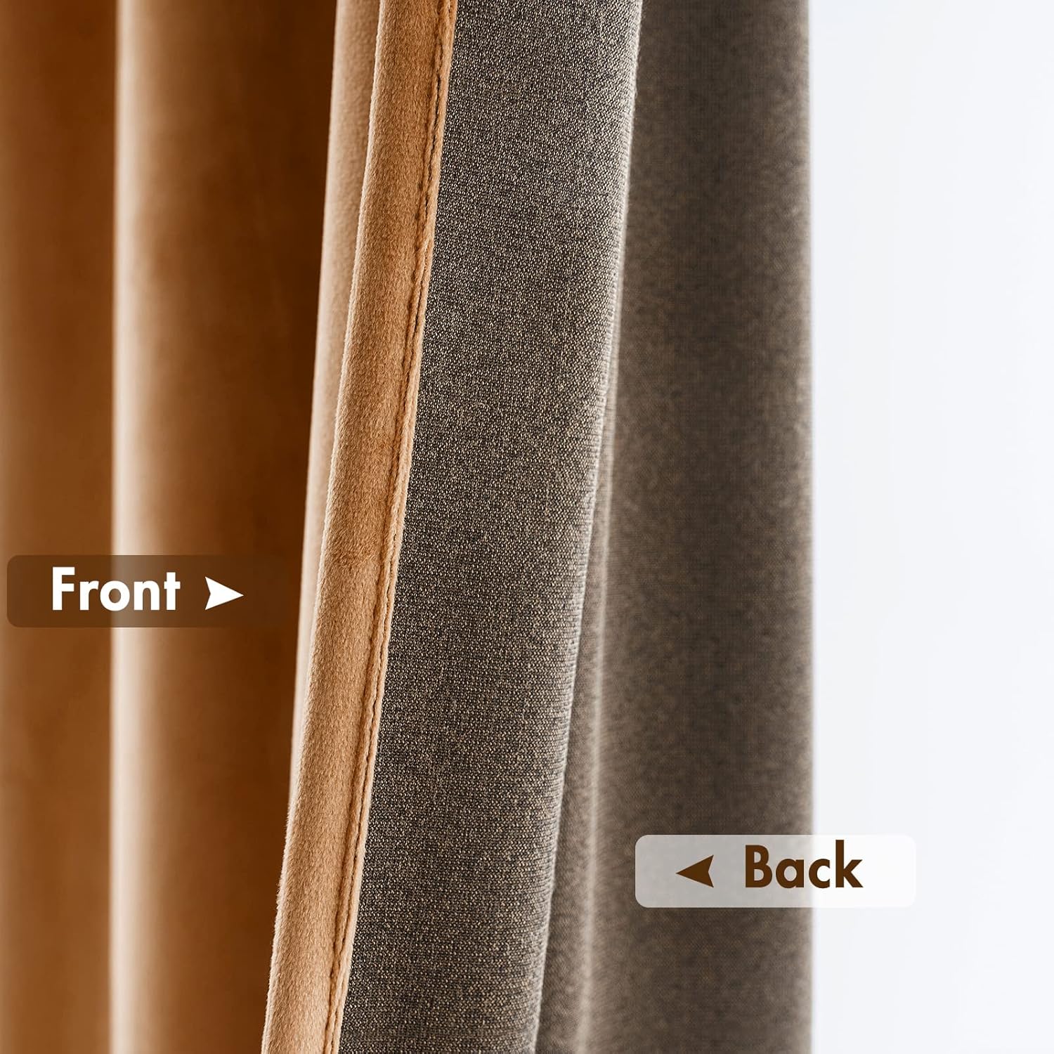 MIULEE Gold Brown Velvet Curtains Thermal Insulated Blackout Curtain Fall Drapes for Bedroom Living