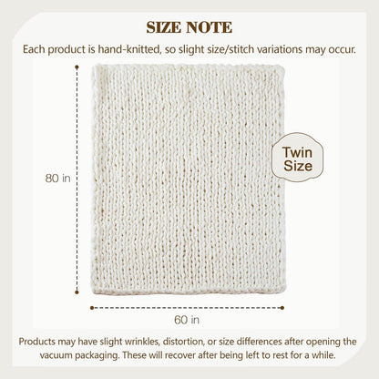 Carriediosa Chunky Knit Throw Blanket 60" X 80" Twin, 100% Hand Made Large Chenille Loop Yarn Soft
