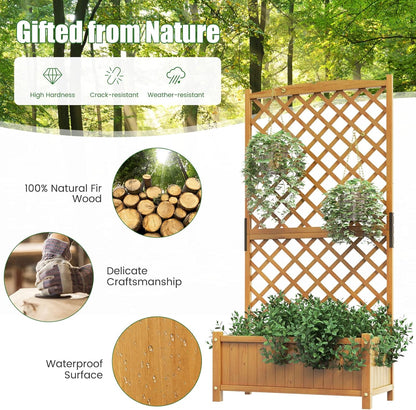 HAPPYGRILL 2 Pcs Raised Garden Bed, 71" Garden Planter with Trellis, Drainage Holes, Freestanding