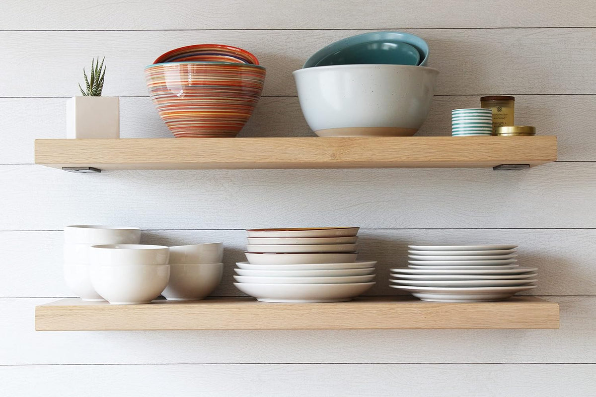 Urban Legacy Unfinished White Oak Deep Floating Shelves | Easy to Install Accent Modern Floating