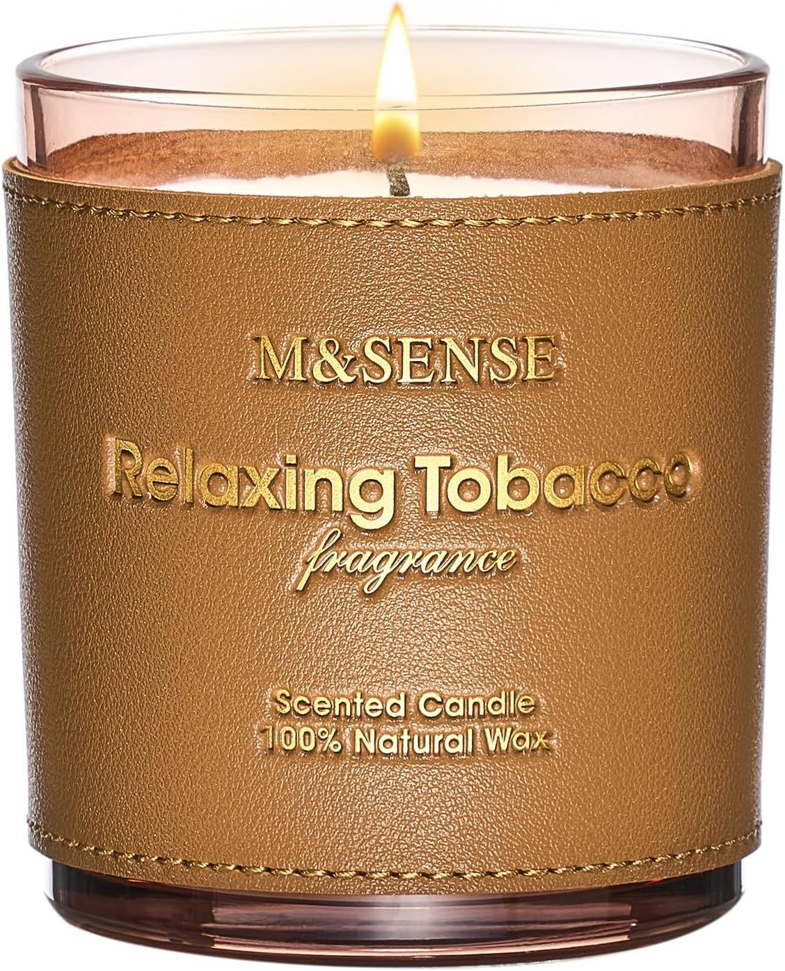 M&SENSE Cinnamon Tobacco Scented Candles,Vegan Soy Wax Candle,10oz 42-Hour Slow Burning Time,No