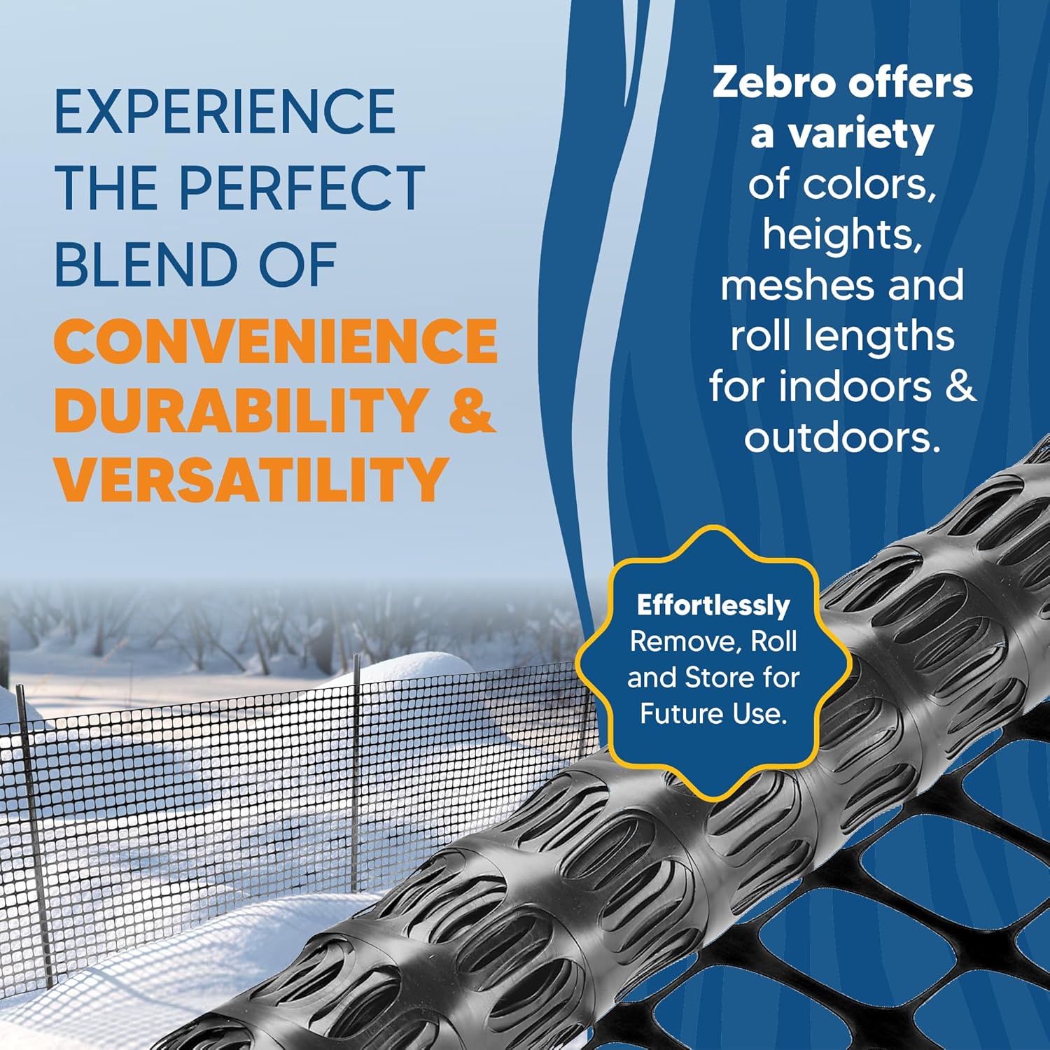ZEBRO 4' x 100' Black Plastic Garden Fence Roll – Standard Duty Safety Netting for Snow, Poultry