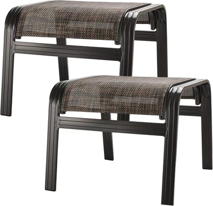 Patio Footstools Outdoor Foot Rest Aluminum Ottomans Samll Seat Wicker Furniture Patio Ottoman 2