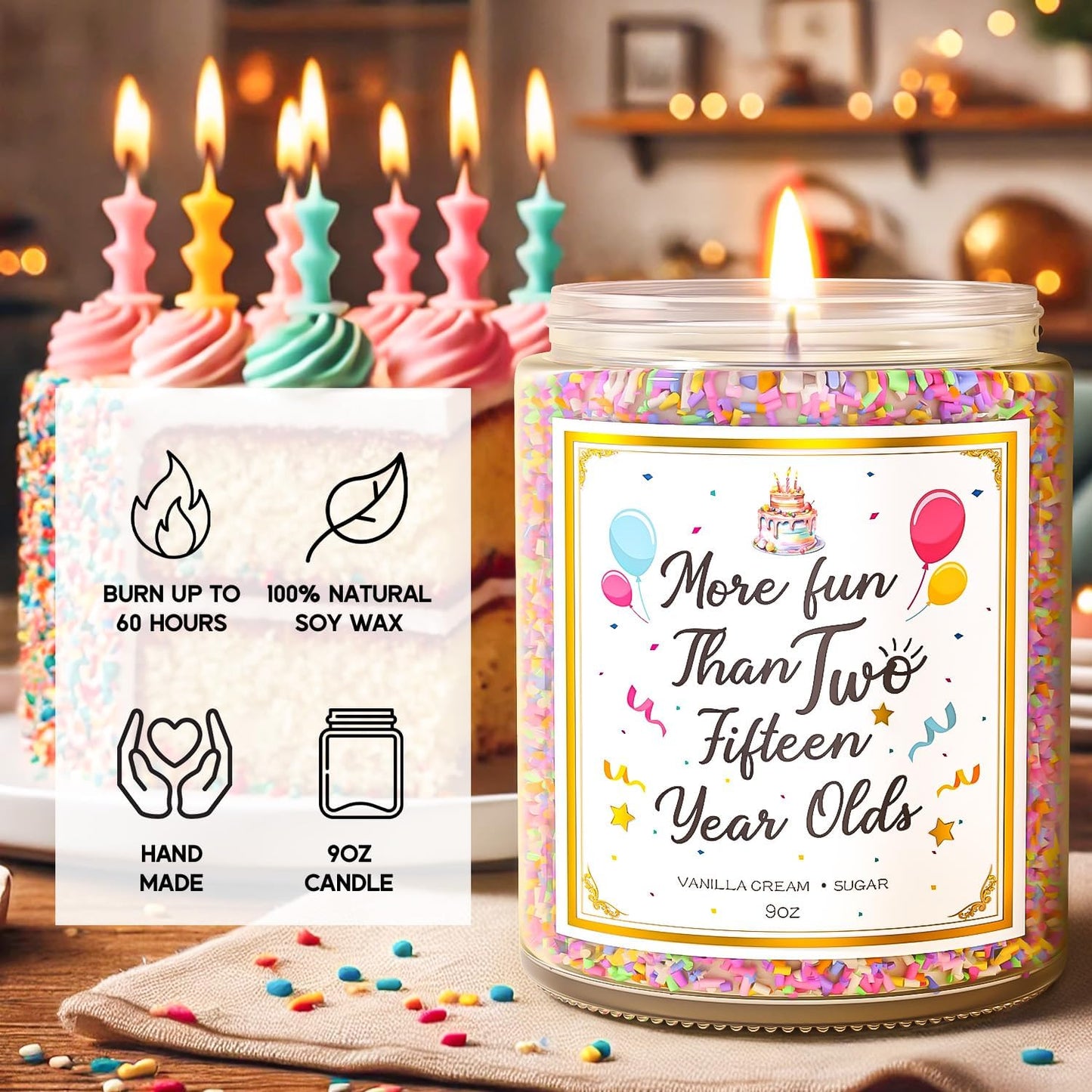 30th Birthday Candles Gifts for Women- 9 oz Happy Birthday Candle with Vanilla Birthday Cake Scent