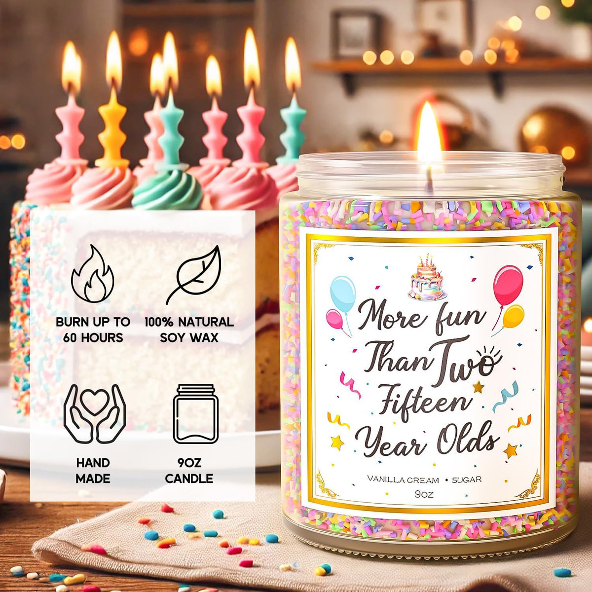 30th Birthday Candles Gifts for Women- 9 oz Happy Birthday Candle with Vanilla Birthday Cake Scent