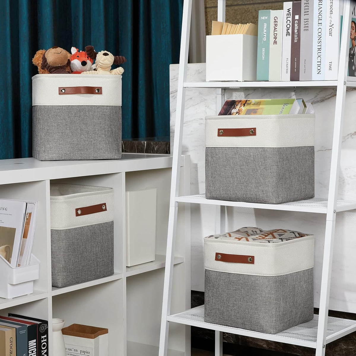 DULLEMELO 11 Inch Cube Storage Bins Fabric Storage Cubes 4 Pack Foldable Cube Storage Baskets for