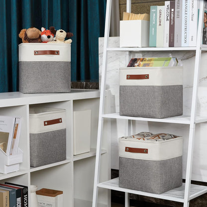 DULLEMELO 11 Inch Cube Storage Bins Fabric Storage Cubes 4 Pack Foldable Cube Storage Baskets for