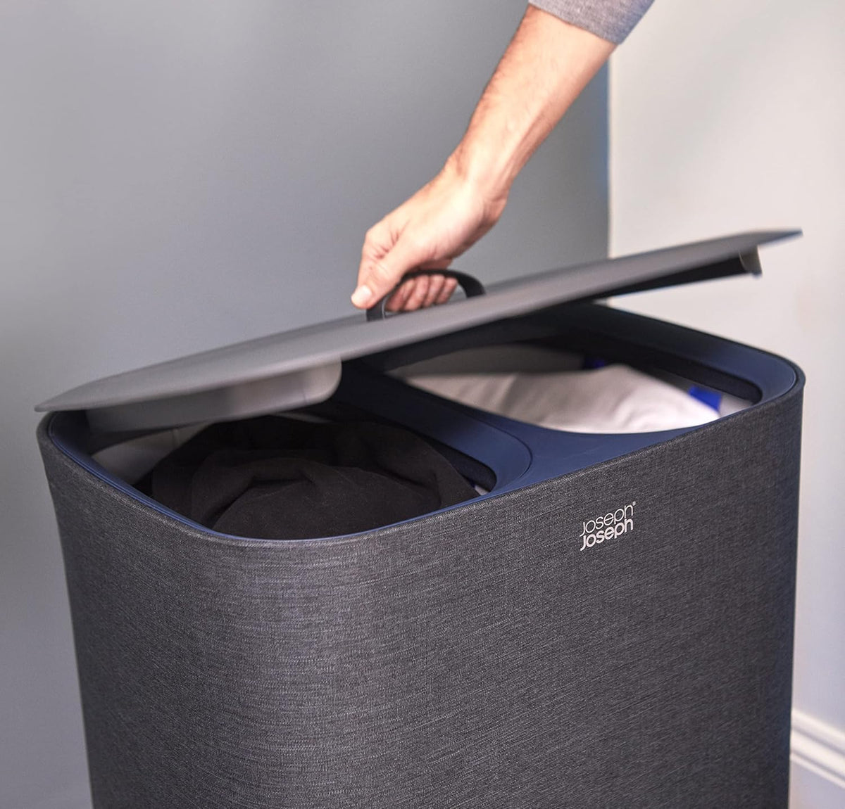 Joseph Joseph Tota 90 liter/23.8 gallon Laundry Hamper Separation Basket with lid, 2 Removable