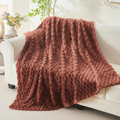 NEWCOSPLAY Super Soft Throw Blanket Coffee Premium Silky Flannel Fleece 3D Clouds Stylish Jacquard
