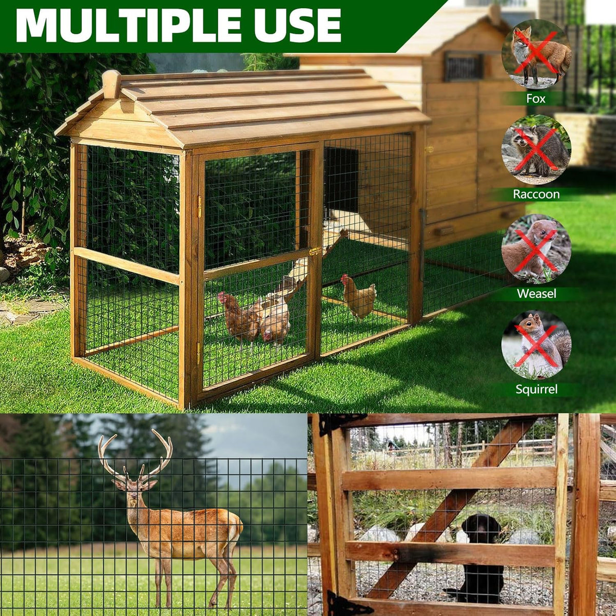 Welded Wire Fence, 50ft(L) x 36inch(H) PVC Coated Wire Fencing for Dog, 2 Inch x 3 Inch 16GA