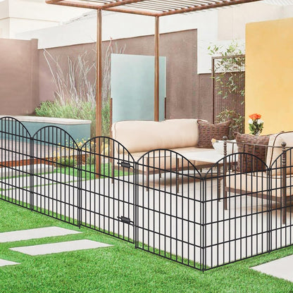 Metal Garden Fence with Gate 36in (H) x 11.7ft (L), 1 Gate+ 4 Panels Dog Fence Border Fence Animal