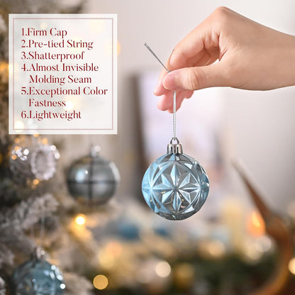 Valery Madelyn Ornaments for Christmas Trees, 9ct 2.36 Inches Navy Blue and Silver Shatterproof