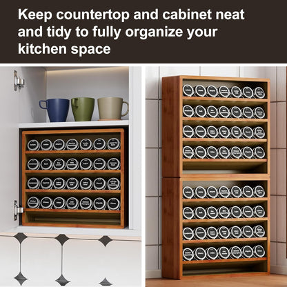Orimade 4 Tier Spice Rack Organizer for Cabinet, Freestanding Bamboo Seasoning Rack for Countertop