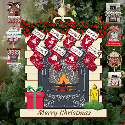 Personalized Christmas Ornaments with Names of 2/3/4/5/6/7/8 Custom Family Ornament Customized Xmas