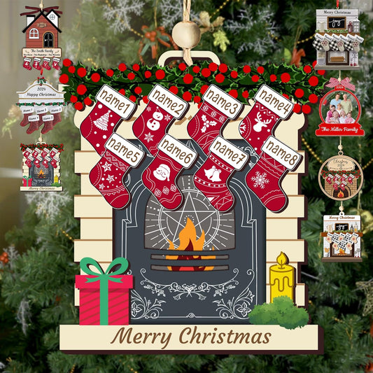 Personalized Christmas Ornaments with Names of 2/3/4/5/6/7/8 Custom Family Ornament Customized Xmas