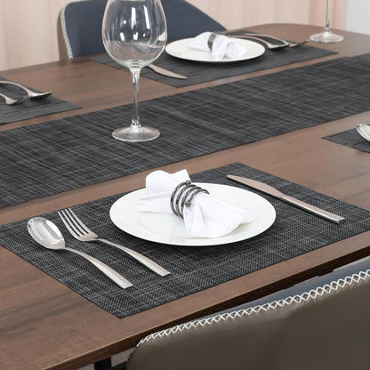 Myir JUN Placemats Set of 6, Vinyl Woven Placemats Place Mats Indoor Washable Table Mats Non-Slip