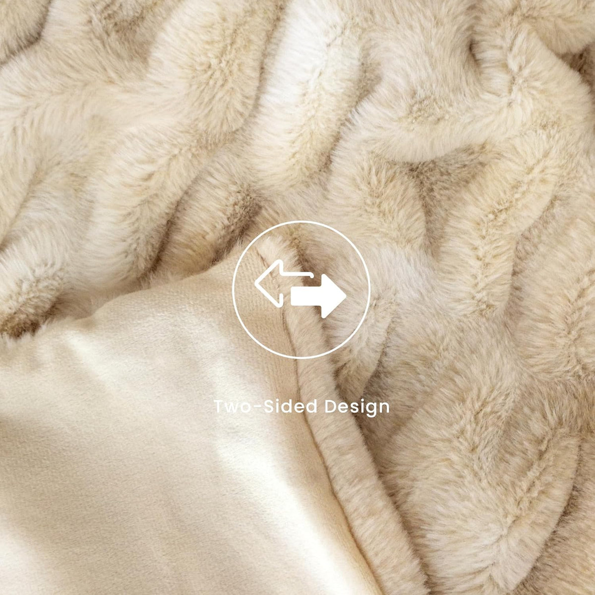 Faux Fur Blanket, Twin Size Oversized Throw Blanket for Couch, Fluffy Blanket with Stretch Ruched
