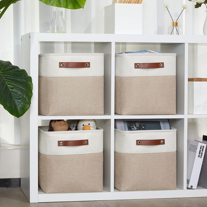DULLEMELO 11 inch Cube Storage Bins, Large Collapsible Grey Storage Baskets for Square Cubes