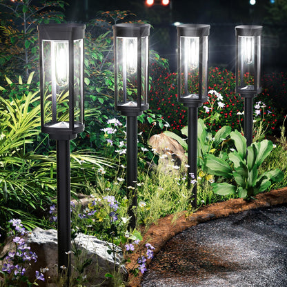 Solar Pathway Lights Outdoor Waterproof 4 Pack Upgraded Solar Walkway Landscape Lighting Outside