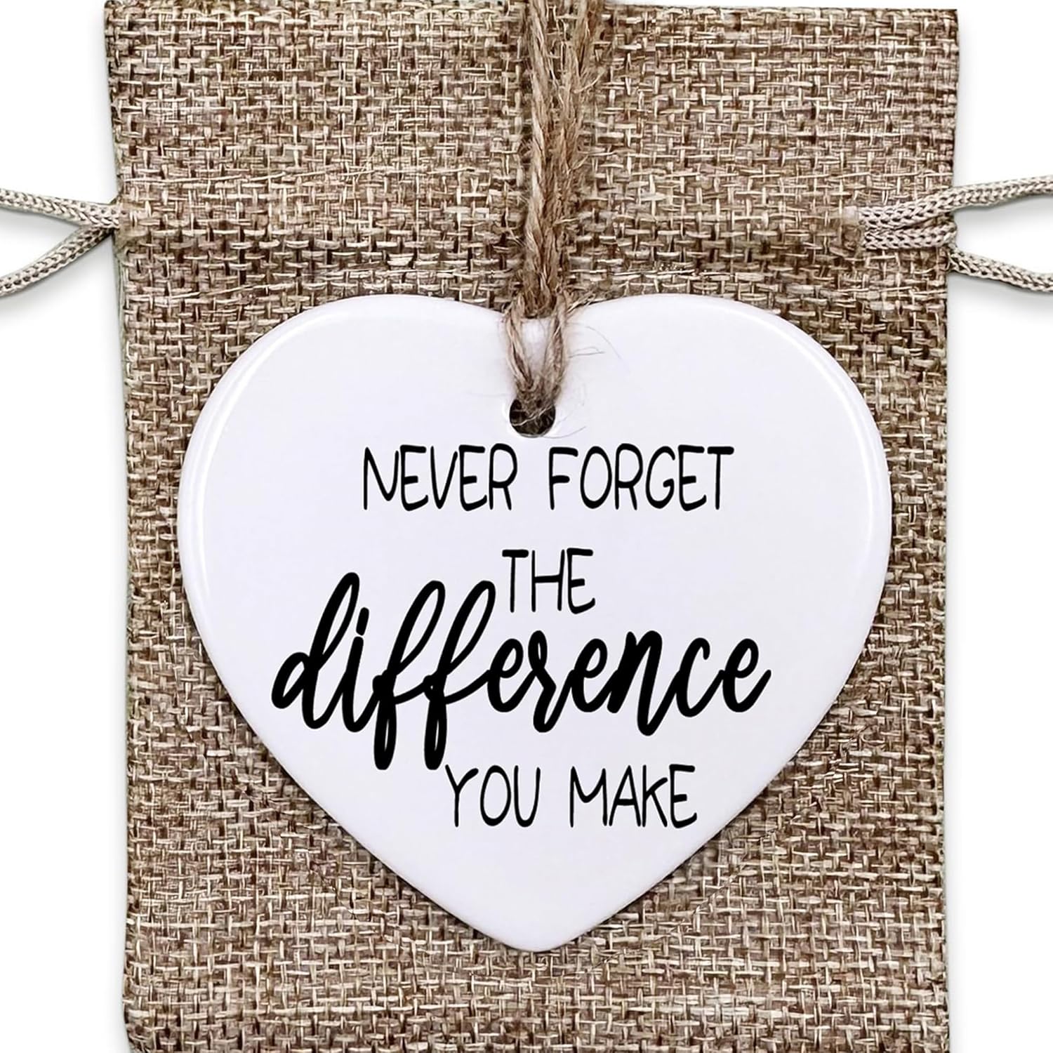 Thank You Gifts for Women Men - Never Forget The Difference You Make Ceramic Ornament Keepsake