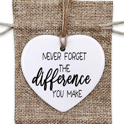 Thank You Gifts for Women Men - Never Forget The Difference You Make Ceramic Ornament Keepsake