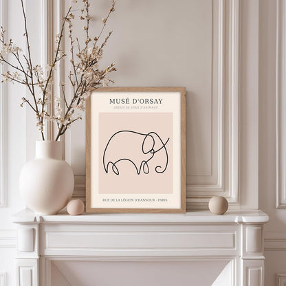 Poster Master Vintage Poster - Retro One Line Elephant Drawing Print - Elephant Art - Minimal Gift