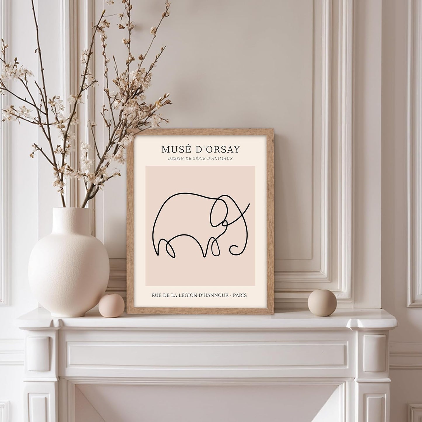 Poster Master Vintage Poster - Retro One Line Elephant Drawing Print - Elephant Art - Minimal Gift