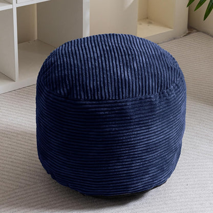 HIGOGOGO Round Stuffed Pouf Ottoman, Corduroy Poufs with Foam Chunk Filling, Furry and Fluffy Pouf