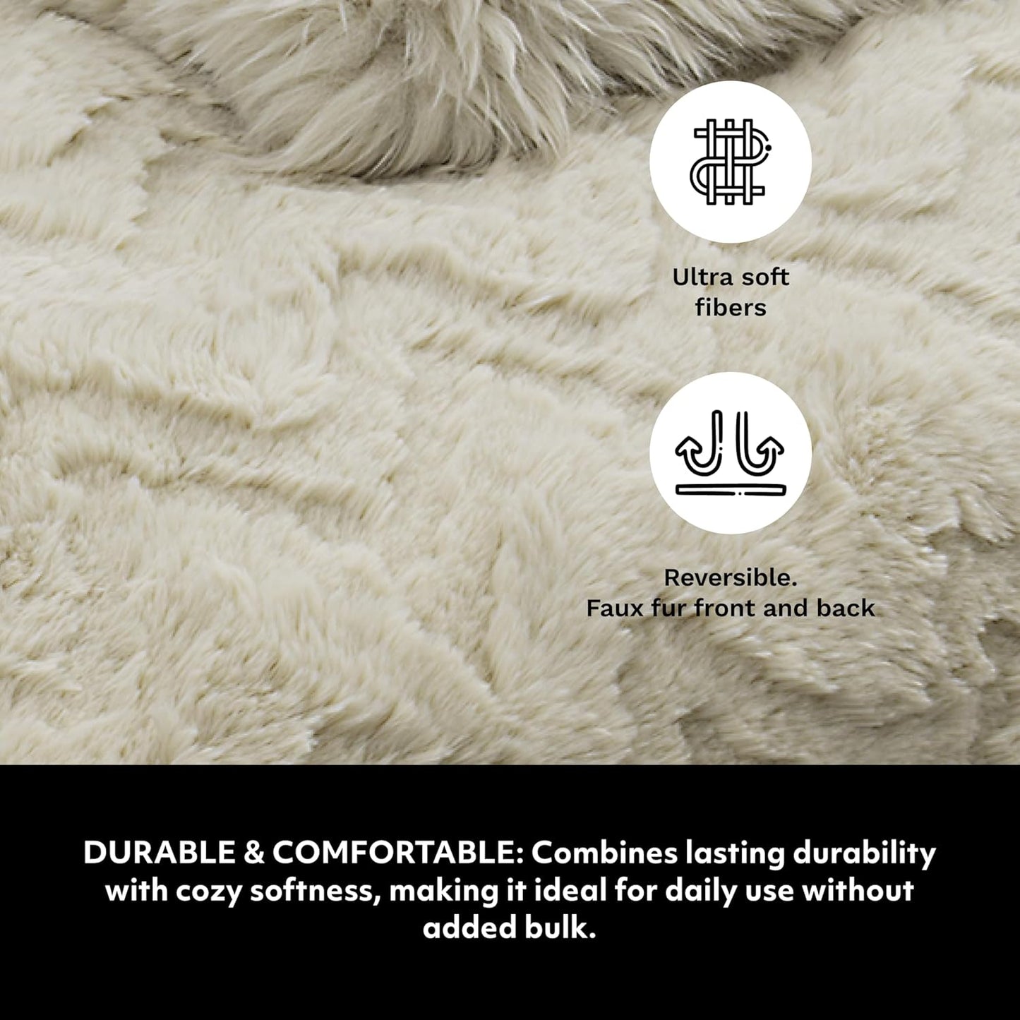 Mon Chateau Premium Reversible Queen Size Luxury Faux Fur Throw for Couch, Sofa, or Queen Size Bed