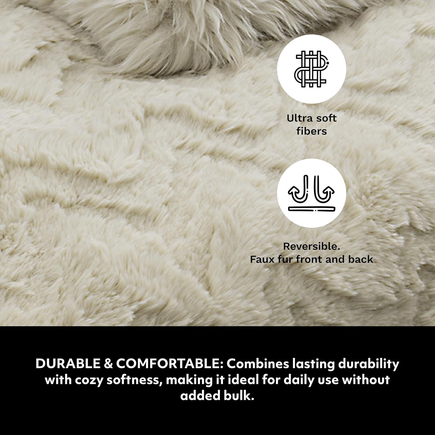 Mon Chateau Premium Reversible Queen Size Luxury Faux Fur Throw for Couch, Sofa, or Queen Size Bed