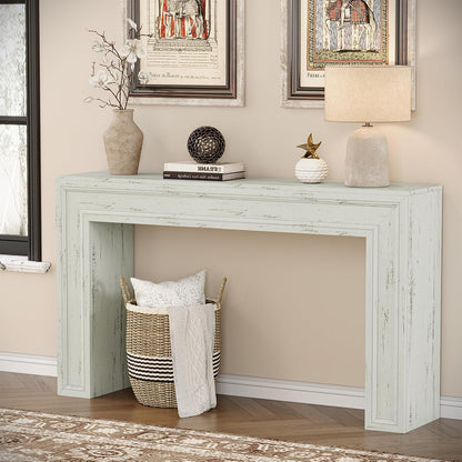Rresyet 55 Inch Long Console Table, Sofa Table Behind Sofa, Wooden Entryway Table, Farmhouse