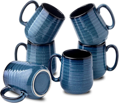 Hasense Coffee Mugs Set of 6, 12 Ounce Coffee Cups Set with Handle, Ceramic Tea Mugs for Kitchen