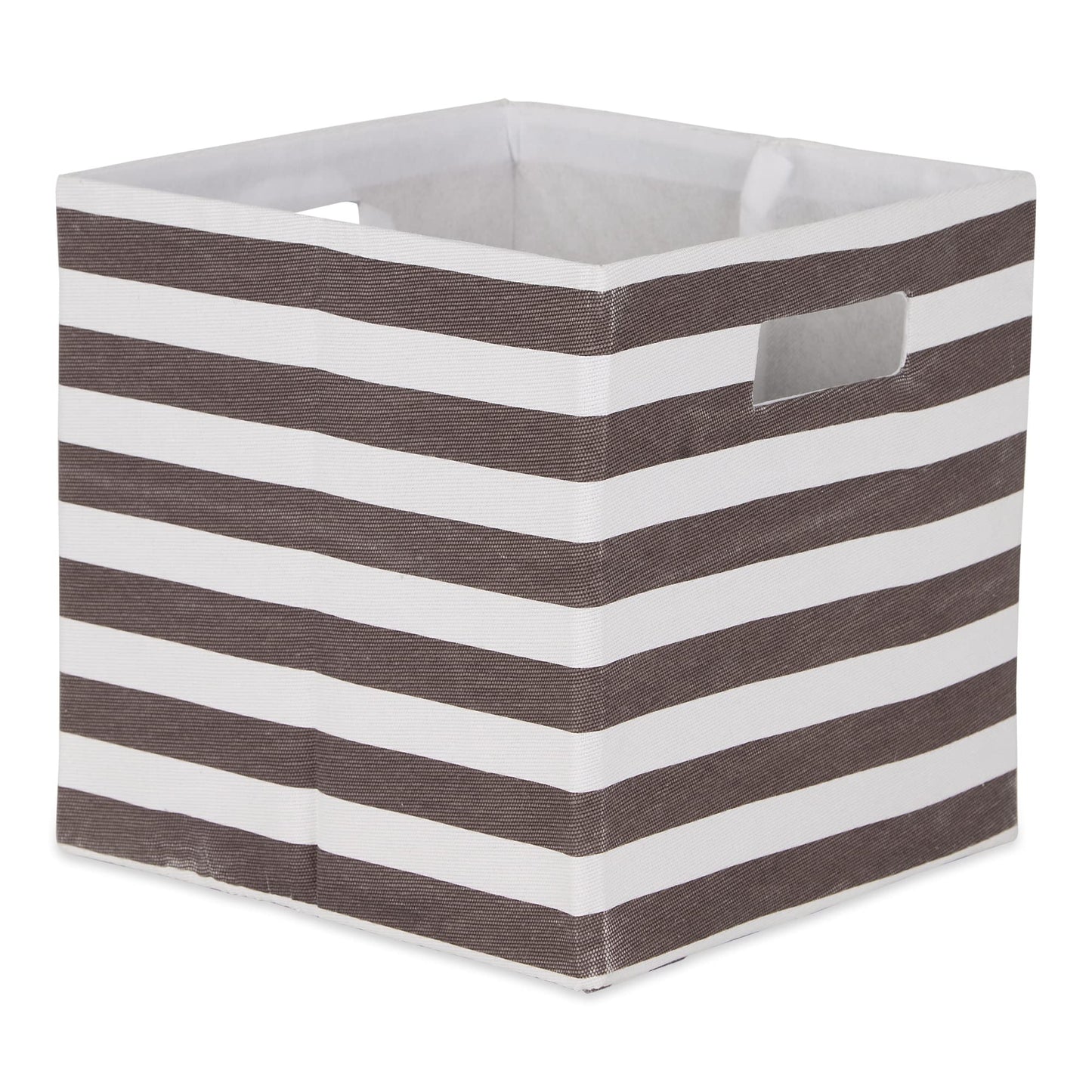 DII Polyester Cube Storage Collection Collapsible Hard Sided Bin, 13x13x13, Brown
