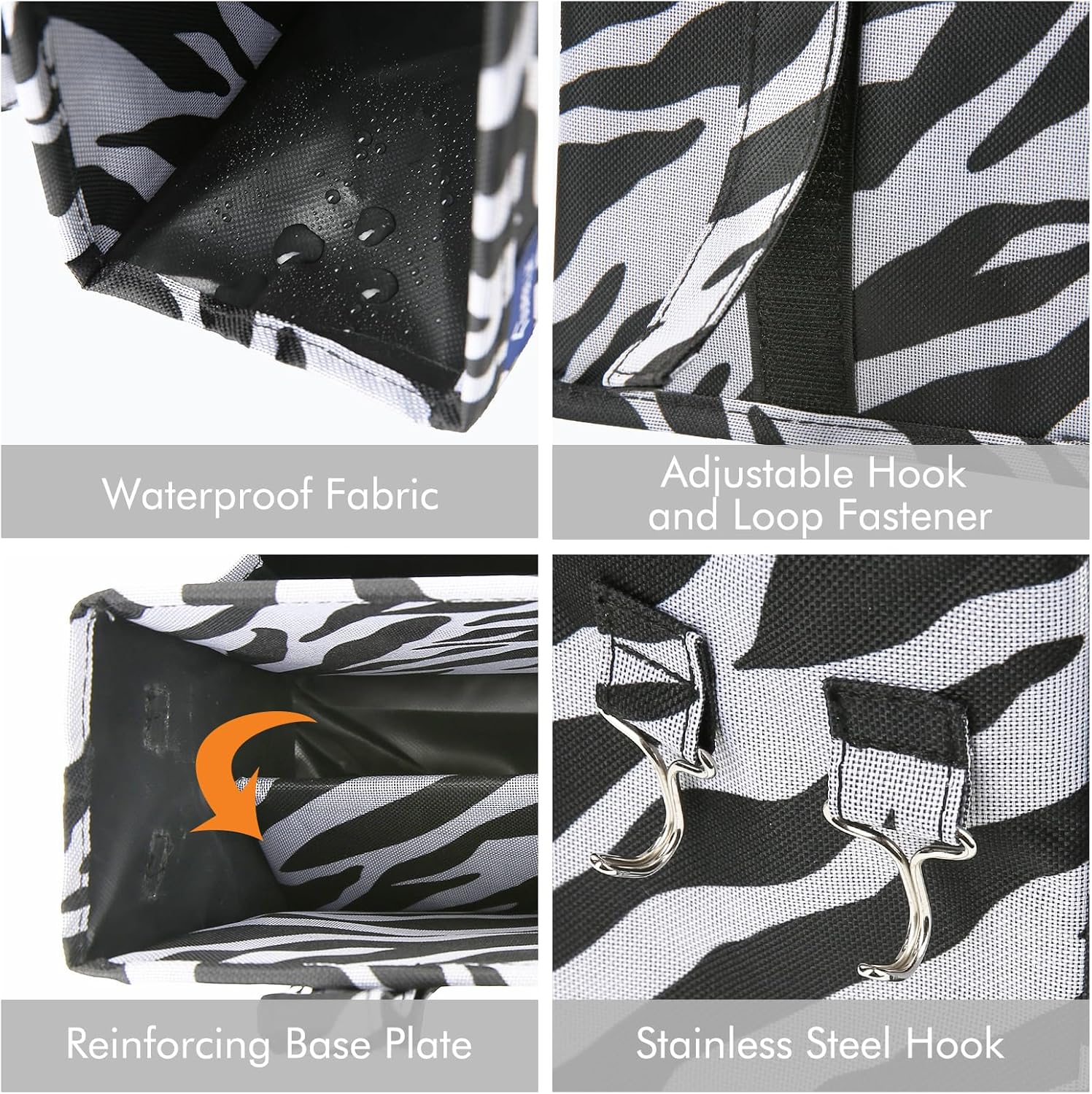 Surblue Caddy Hanging Organizer Bedside Storage Bag for Bunk and Hospital Beds, Zebra, Small