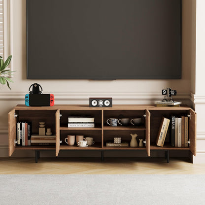 Mid Century Modern TV Stand for 70 Inch TVs, 70.87" Walnut Console with Ample Storage – Stylish