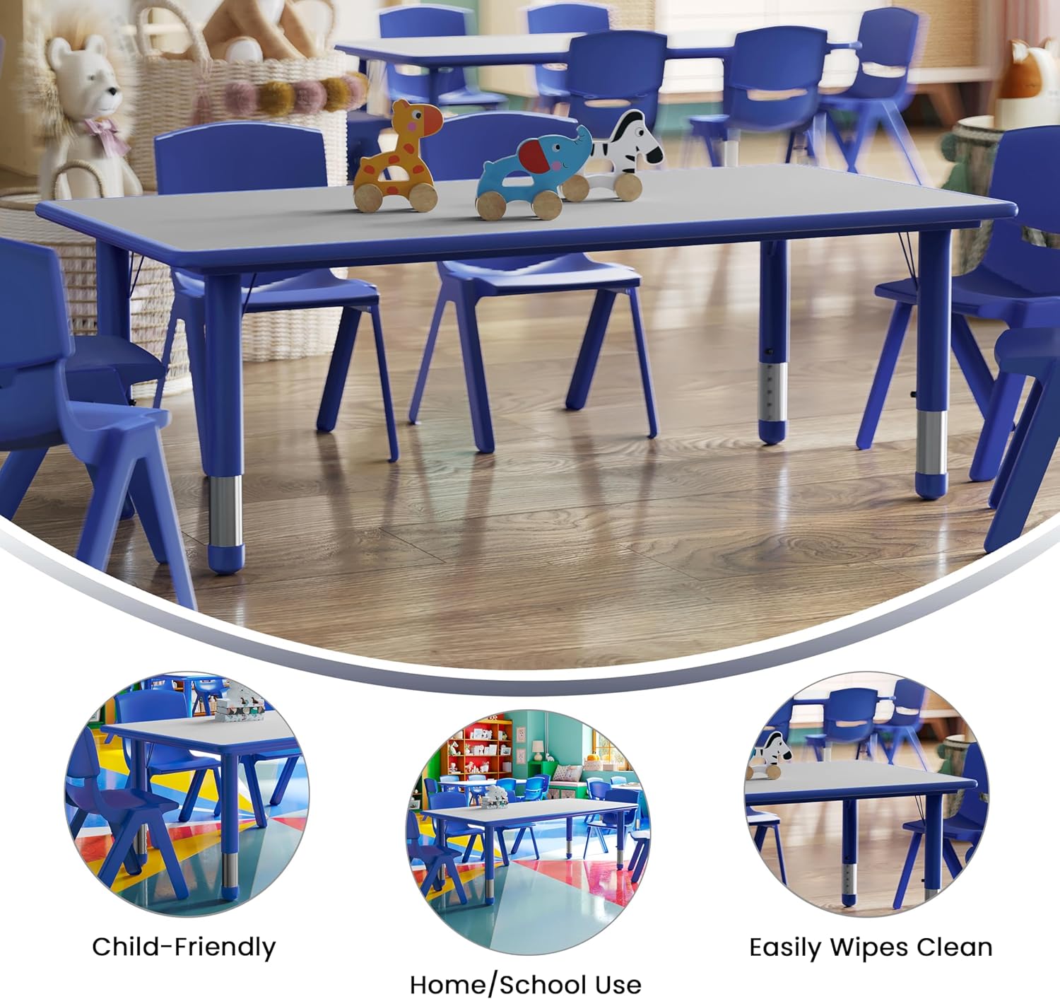 Flash Furniture Wren Adjustable Classroom Activity Table for School and Home, Plastic Activity