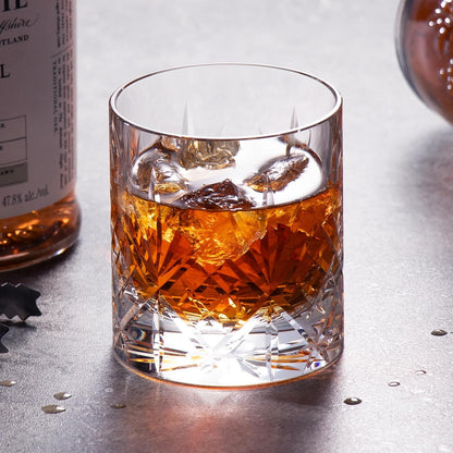 KAMMAK Crystal Whiskey Glasses Set of 2, Handcrafted 7.1oz Old Fashioned Glasses Stemless, Luxury