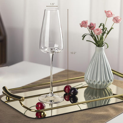 Champagne Flutes Glass Set of 2, Crystal Champagne Glasses 9OZ/ 270ML, Hand Blown Mimosa Glasses
