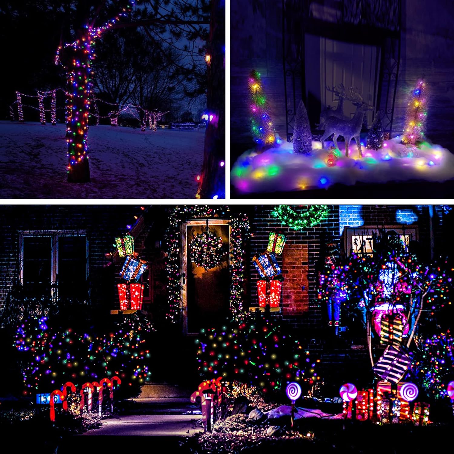 suddus 66ft 200 LED Outdoor String Lights, Multi Color Fairy Lights Battery Operated with Remote