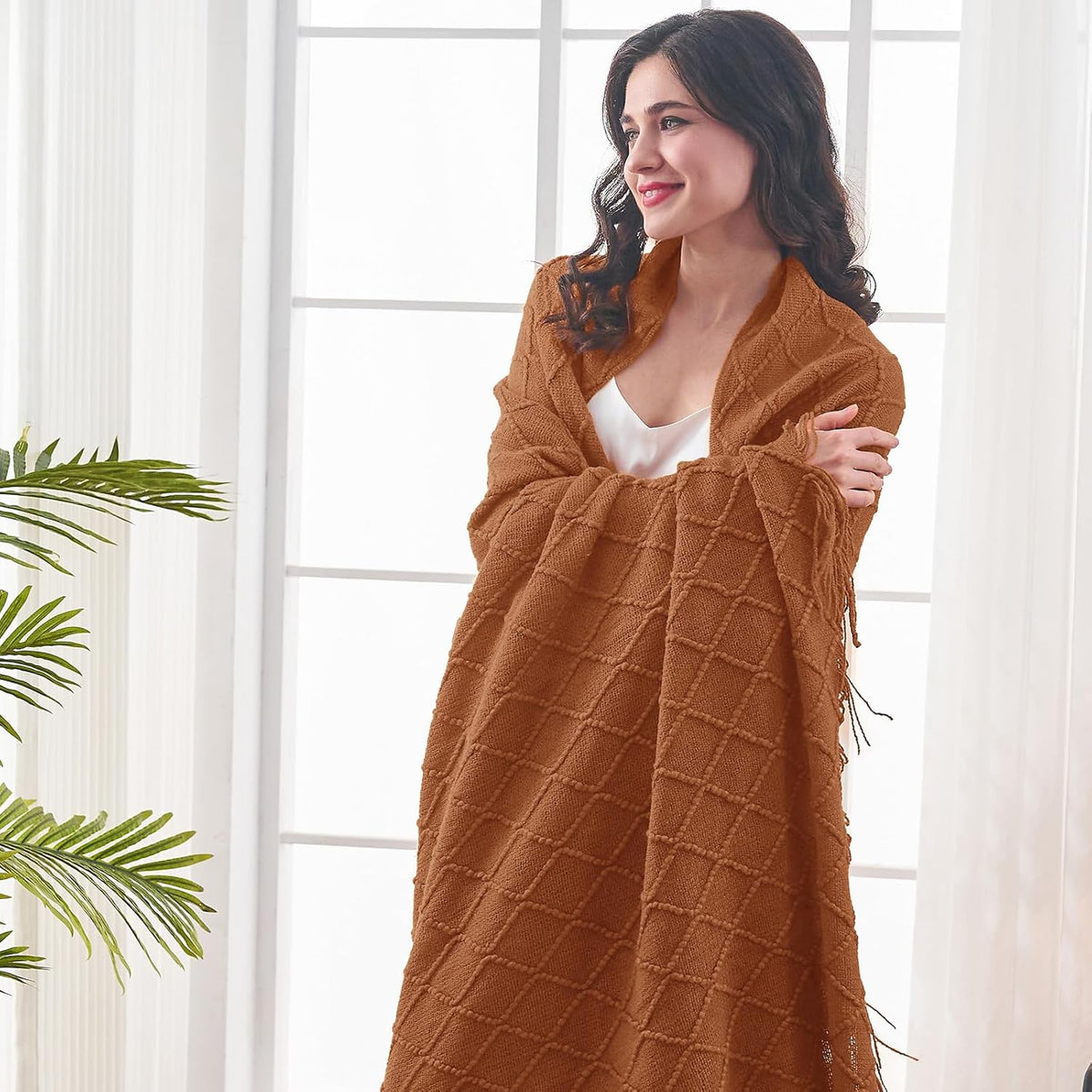 inhand Knitted Throw Blanket for Couch and Bed, Soft Living Room Home Decor Knitted Blanket with
