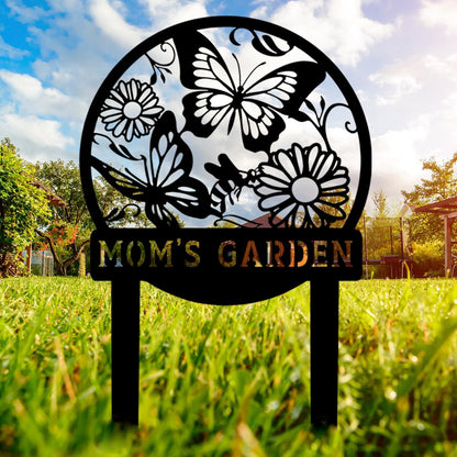 Personalized Butterfly Garden Metal Sign with Stake, Custom Address Plaque Yard Name Sign