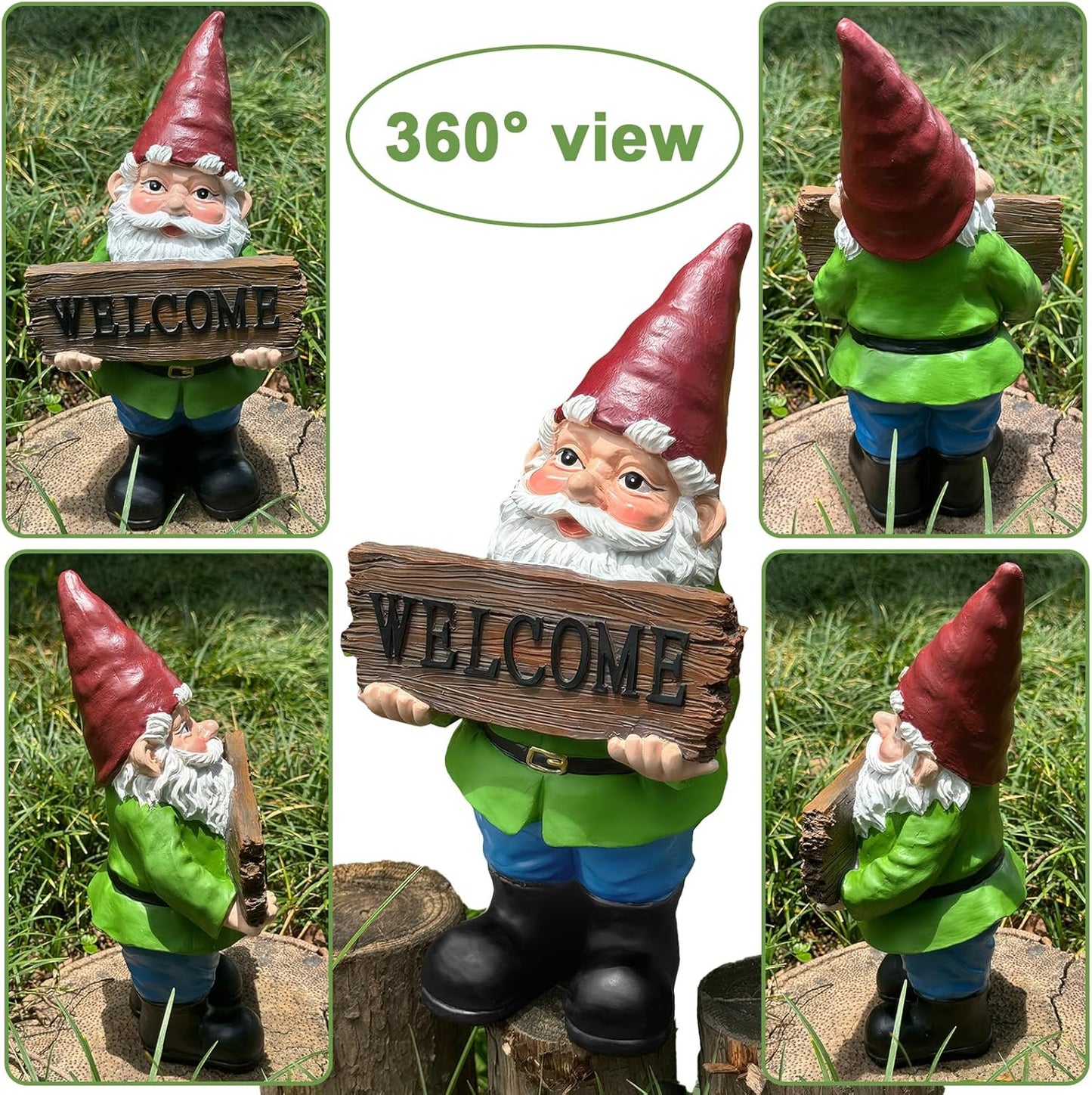 Gnome Garden Decor Statue Gnomes Decorations for Yard with Welcome Sign Outdoor Decorations for